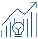 icon of chart going up. lightbulb infront