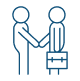 two people shaking hands icon. one has a briefcase 